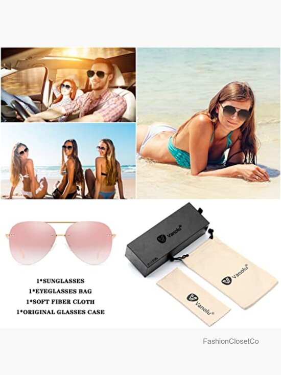 Retro Rimless Aviator Sunglasses Oversized UV400 Gradient Mirrored Lens main image 6
